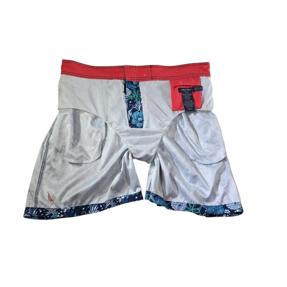 Nautica Mens XXL Board Shorts Swim Trunks Tropical Floral Fish Mesh Lined EUC